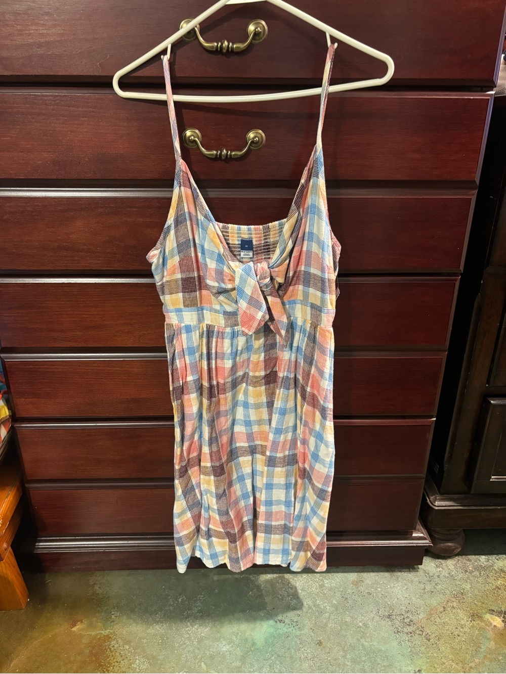Old Navy Multicolor Plaid Tie-Front Camisole Dress